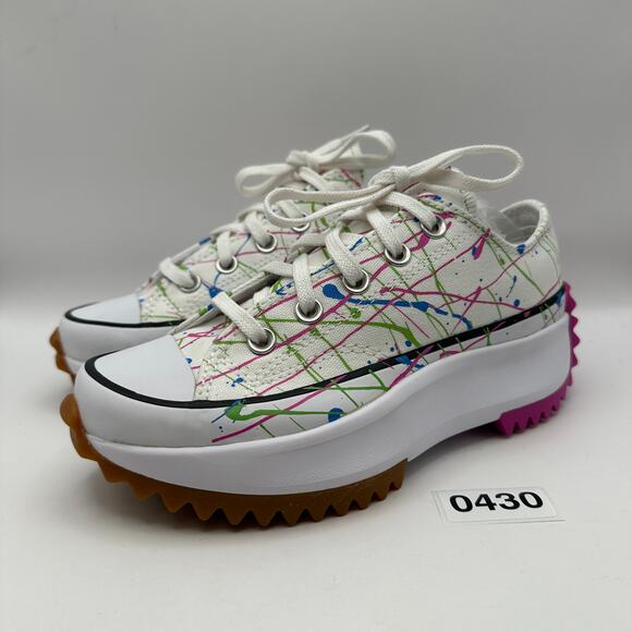 CONVERSE Women's 5 Run Star Hike Low Splatter Canvas Sneaker - Picture 1 of 7